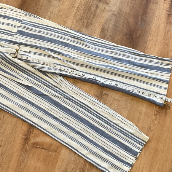 Land n' Sea Linen Blend Blue and White Striped Coastal Nautical Pant Lightweight - Picture 4 of 7